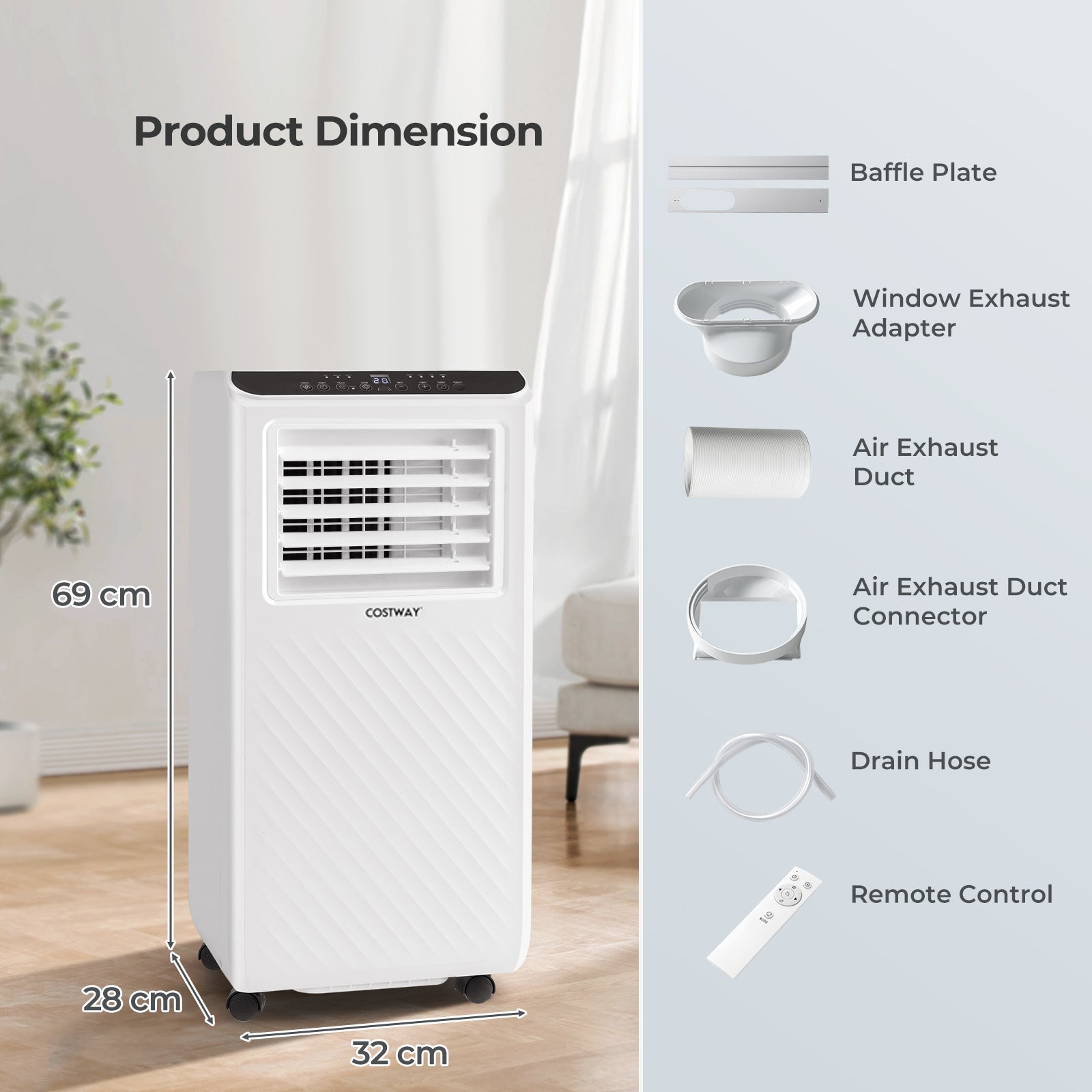4 in 1 Floor AC Unit with Fan and Dehumidifier-White