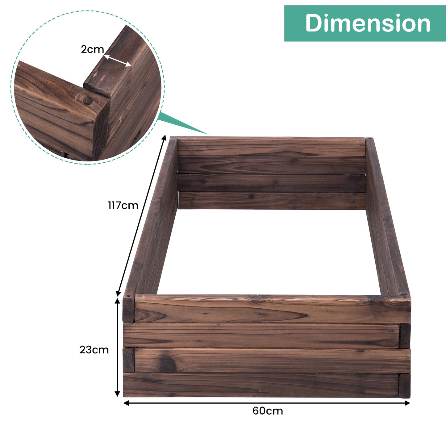 Wood Outdoor Patio Vegetable Flower Rectangular Planter
