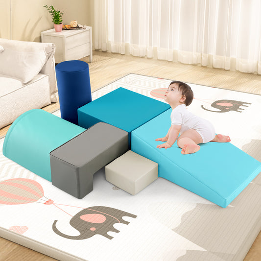 Foam Climbing Blocks with PU Cover for Toddlers 1-3-Blue