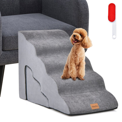 Foam Pet Stairs Set with 5-Tier and 3-Tier Dog Ramps-Grey