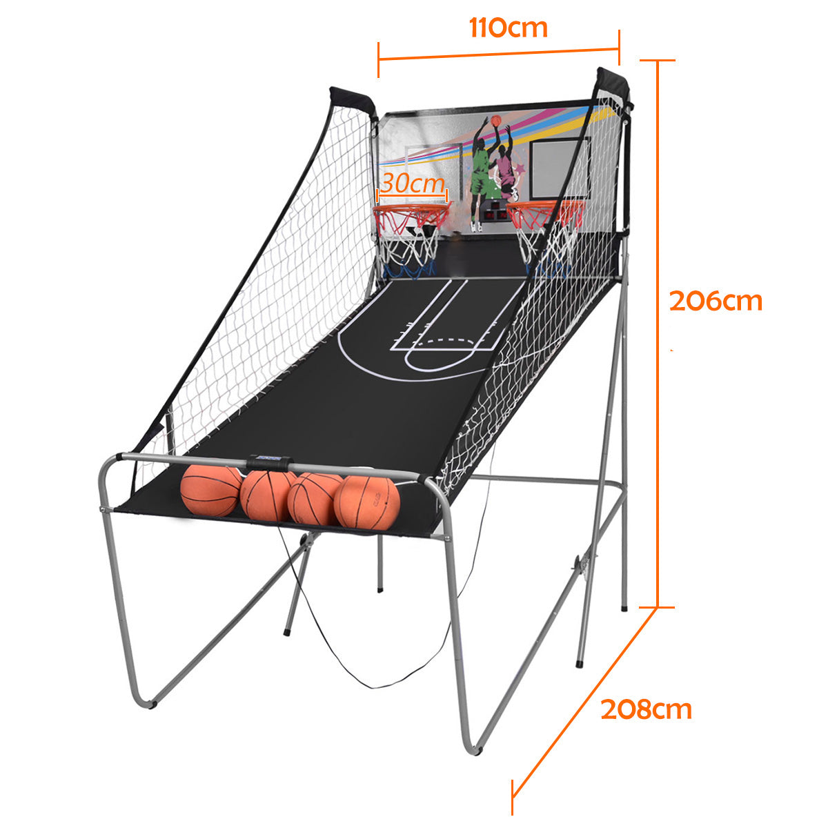 Foldable Basketball Arcade Game 2 Player Shooting Game-Grey