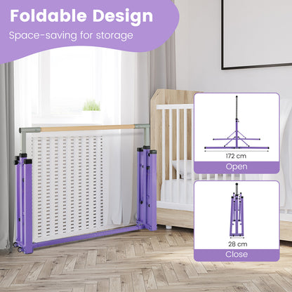 Kids Foldable Gymnastics Bar with 13 Adjustable Height-Purple