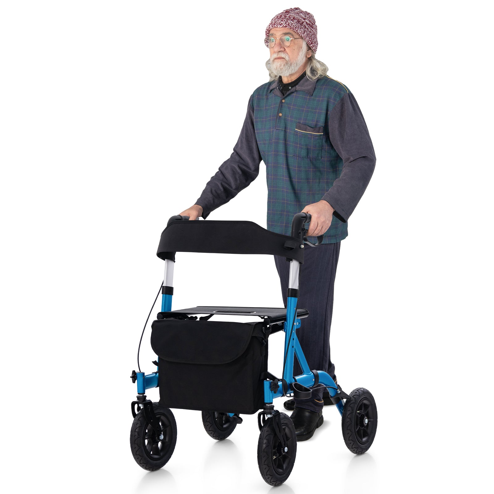 Foldable Rolling Walker with Seat-Blue