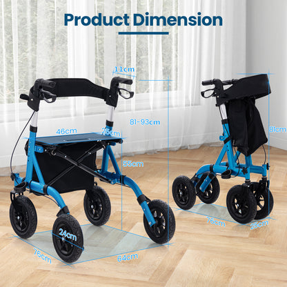 Foldable Rolling Walker with Seat-Blue