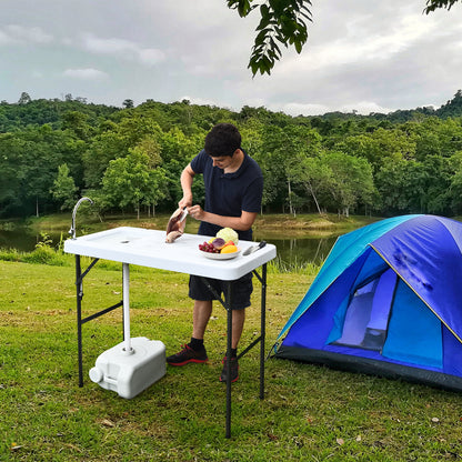 Folding Fish Cleaning Table with Sink and Quick-Connect Faucet