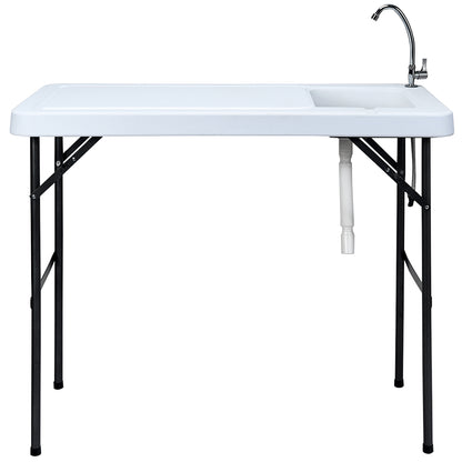 Folding Fish Cleaning Table with Sink and Quick-Connect Faucet