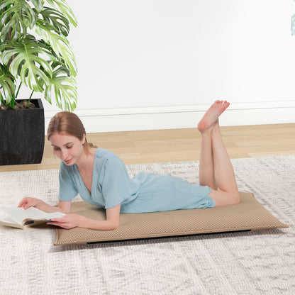 Folding Floor Chair with Reclining Function and 6 Adjustable Positions-Khaki