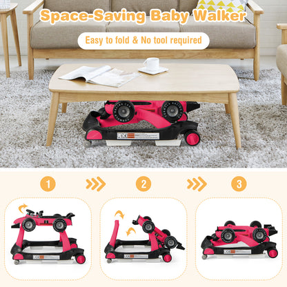 4-in-1 Baby Push Walker with Adjustable Height and Speed-Pink