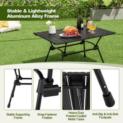 Heavy-Duty Aluminum Camping Table Folding Outdoor Picnic Table-Black