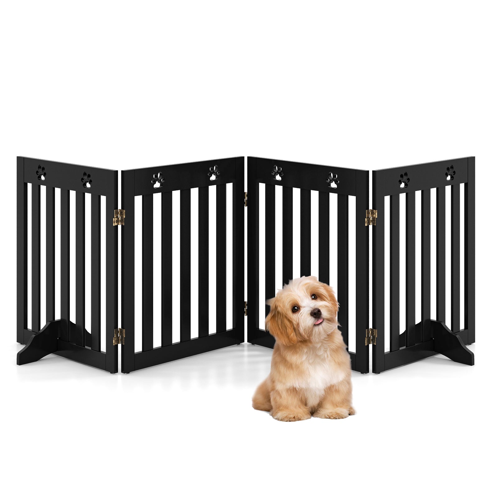 4 Panels Folding Pet Gate-Brown