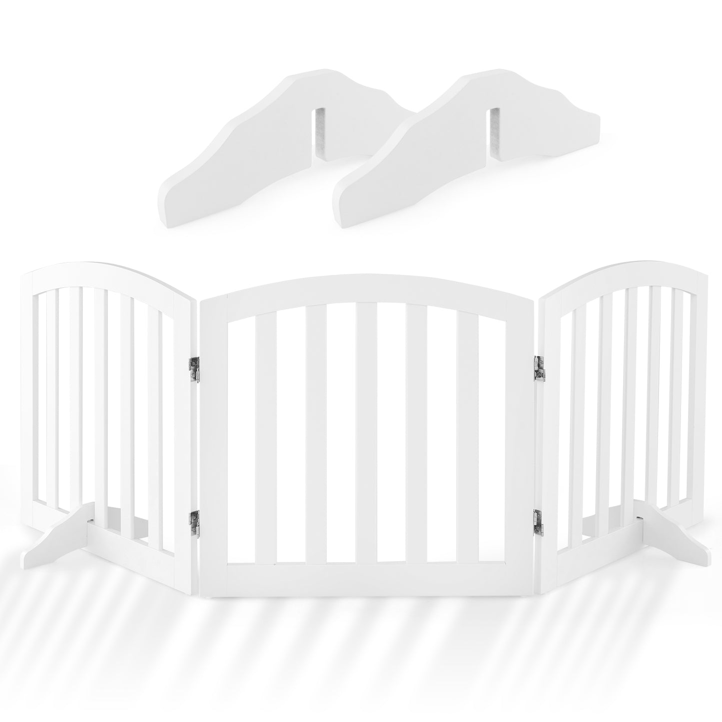 61 cm Height Safety Fence with 2 PCS Support Feet for Dog Cat Baby-White