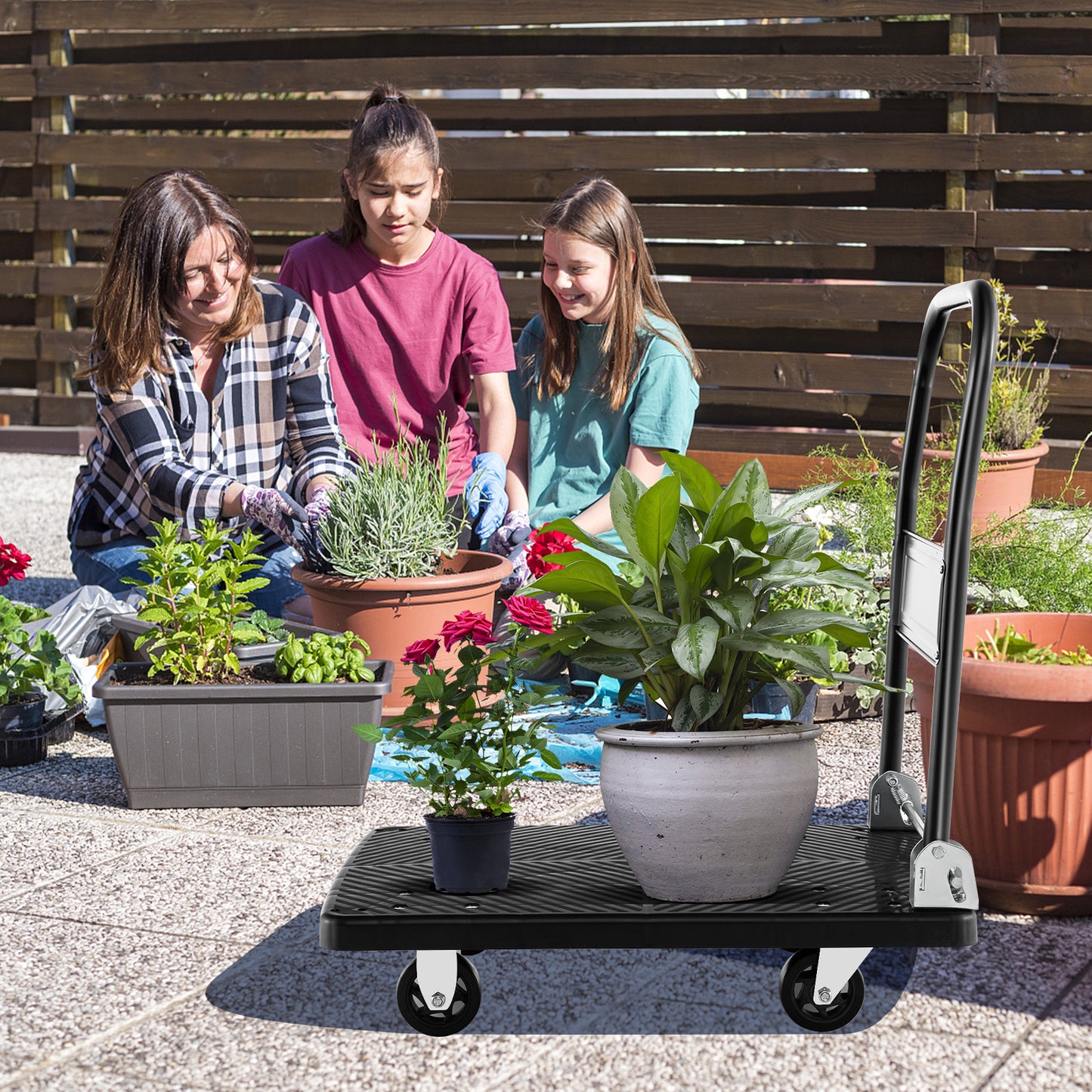 Folding Push Cart Dolly Moving Platform Hand Truck-Black