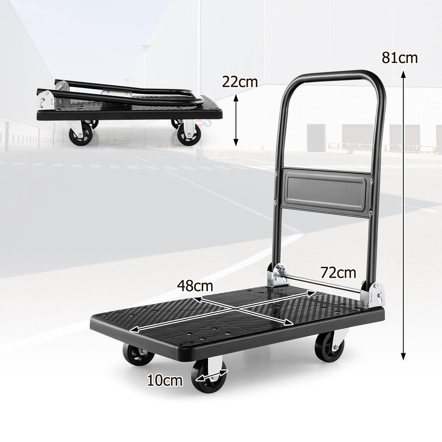 Folding Push Cart Dolly Moving Platform Hand Truck-Black