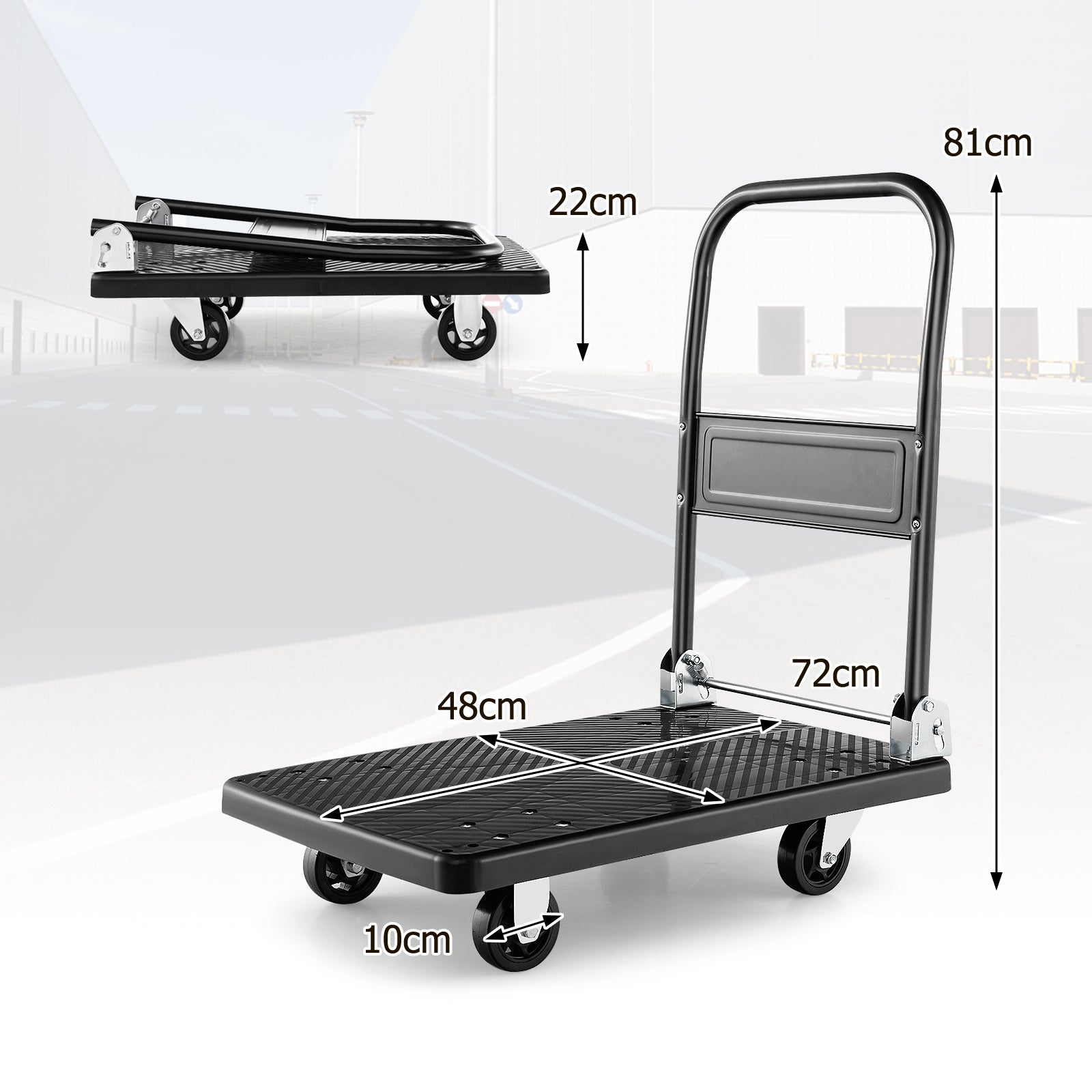 Folding Push Cart Dolly Moving Platform Hand Truck-Black