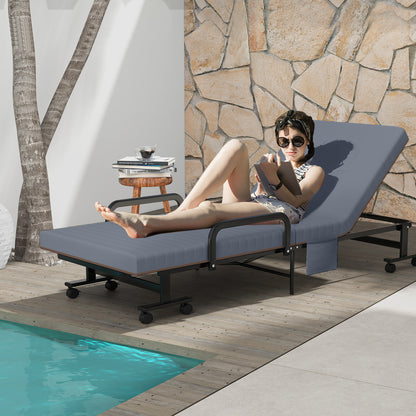 Folding Sofa Bed with Mattress-Grey