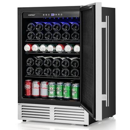 Freestanding Beverage Refrigerator 190 Cans Built-in Cooler-Silver