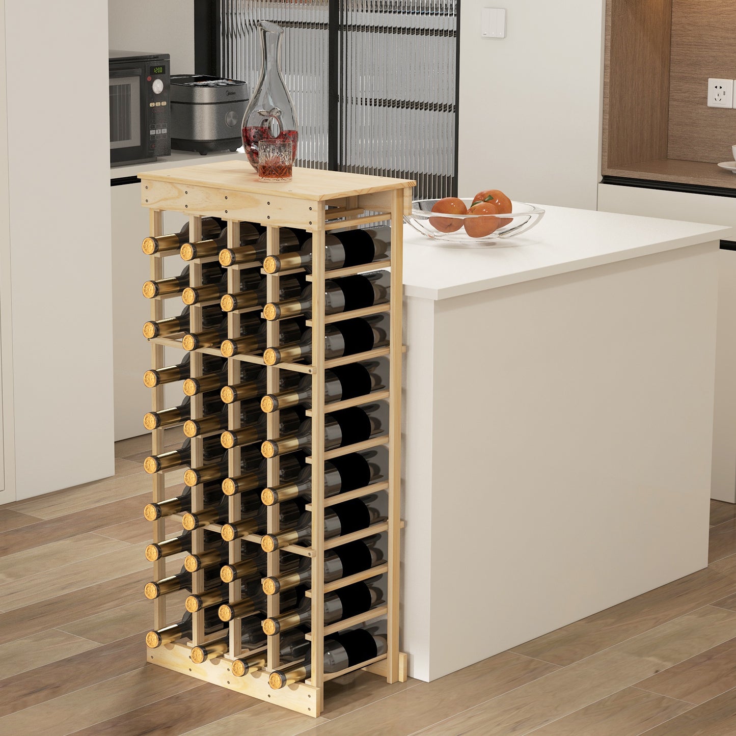 40-Bottle Freestanding Wine Rack Storage Shelf with Tabletop