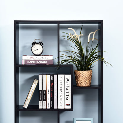 HOMCOM 8-Tier Freestanding Bookcase w/ Melamine Surface Anti-Tipping Foot Pads Home Display Storage Grid Stand Modern Style - Black
