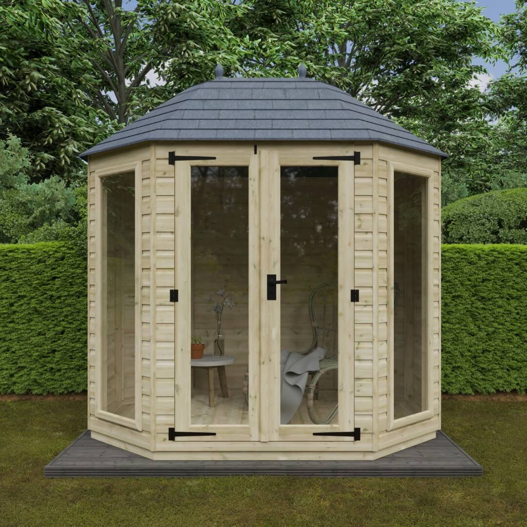 GardenArch 8x6 Tanalised Octagonal - Full Pane Wooden Shed