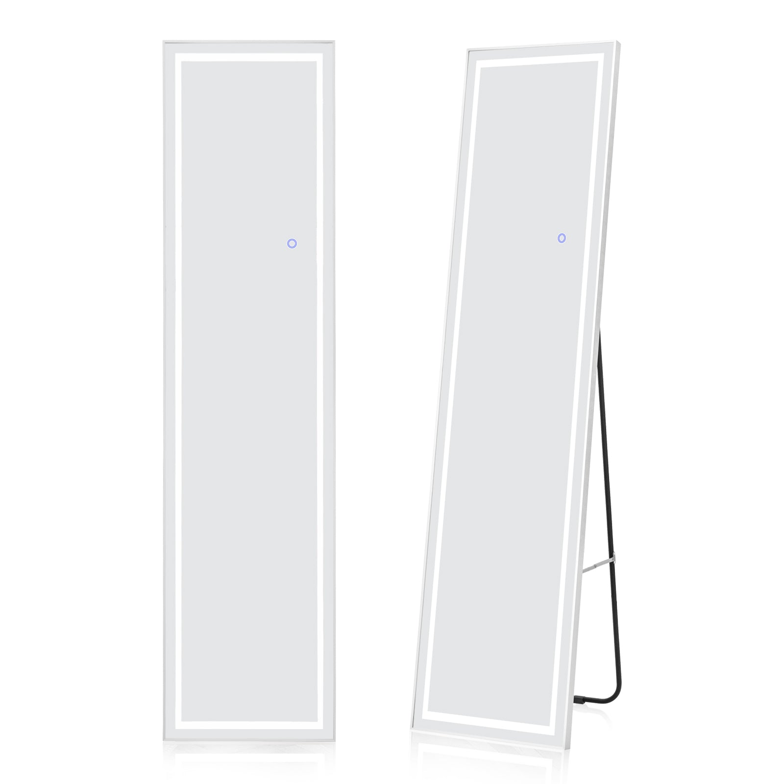 LED Lighted Full Length Mirror with Dimming and 3 Color Lighting-White