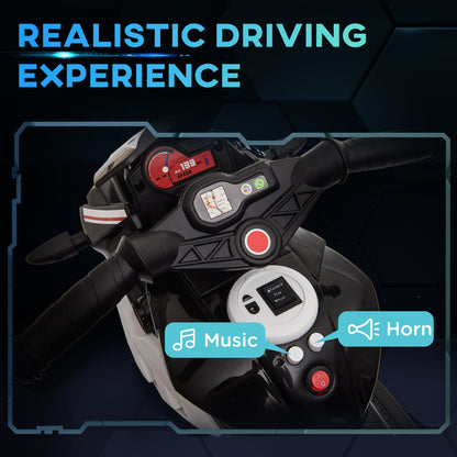 HOMCOM Kids 6V Battery Steel Enforced Motorcycle Ride On Trike Black