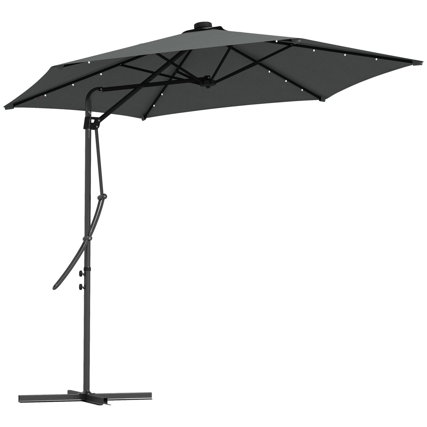Outsunny 3(m) Solar LED Cantilever Parasol - Grey