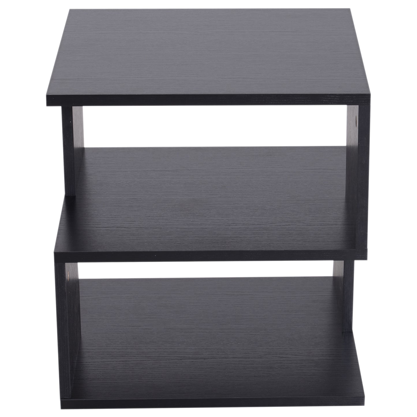HOMCOM Modern Square 2 Tier Wood Coffee Side Table Storage Shelf Rack Living Room Black