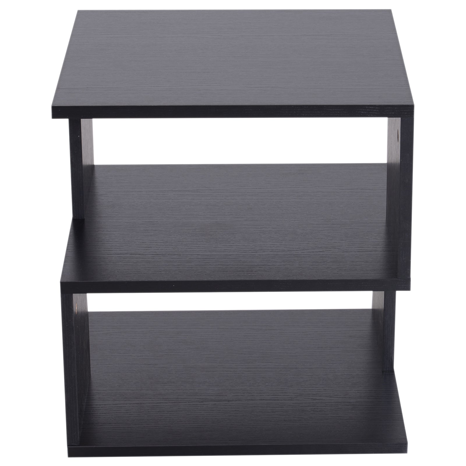 HOMCOM Modern Square 2 Tier Wood Coffee Side Table Storage Shelf Rack Living Room Black