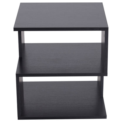 HOMCOM Modern Square 2 Tier Wood Coffee Side Table Storage Shelf Rack Living Room Black