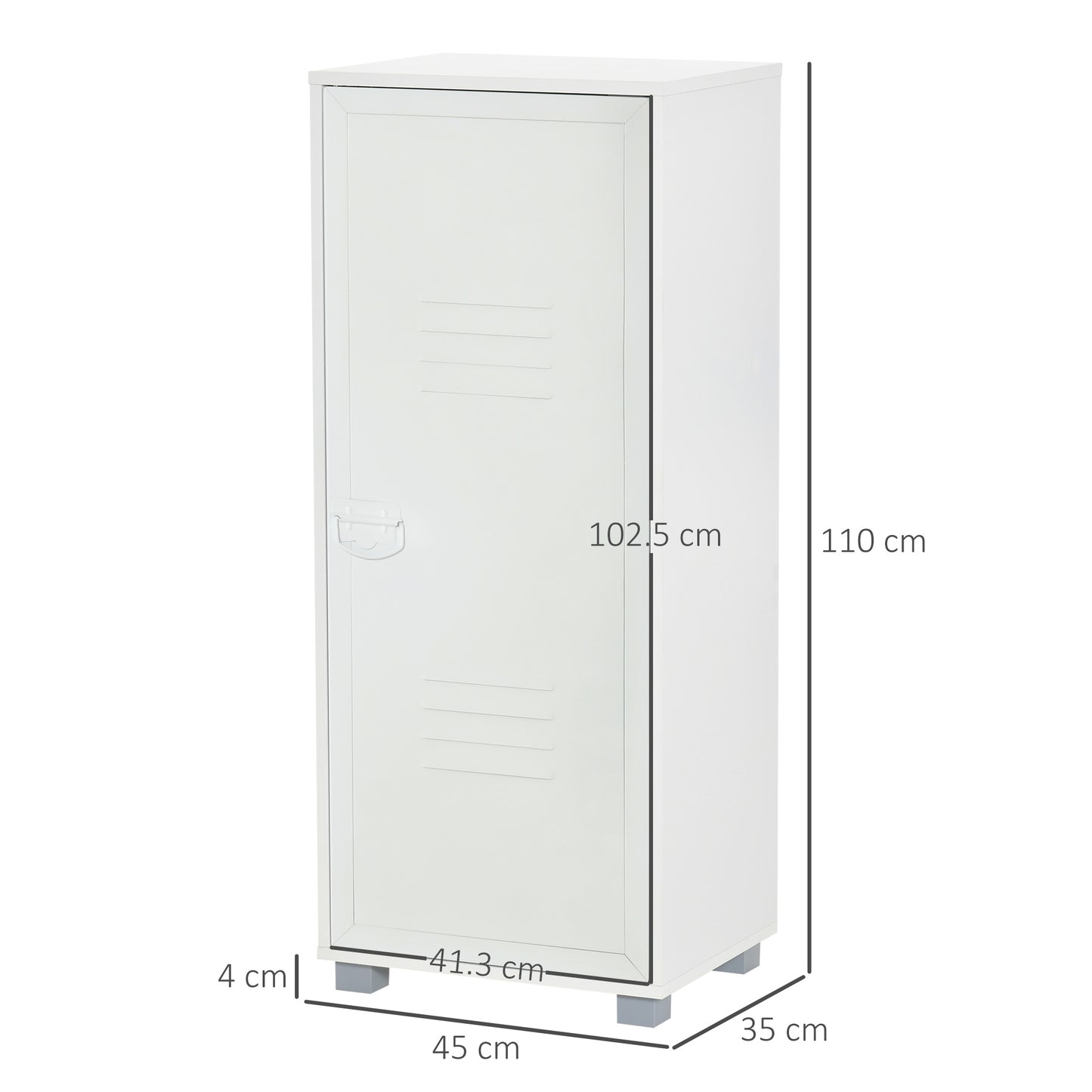 HOMCOM Modern 2-Tier File Cabinet, Storage Organizer with Metal Louvred Door for Living Room, Study, Playroom, White