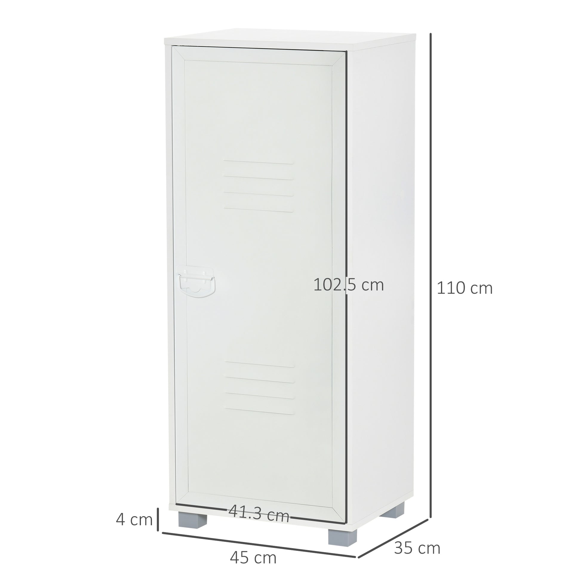 HOMCOM Modern 2-Tier File Cabinet, Storage Organizer with Metal Louvred Door for Living Room, Study, Playroom, White