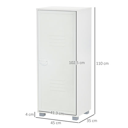 HOMCOM Modern 2-Tier File Cabinet, Storage Organizer with Metal Louvred Door for Living Room, Study, Playroom, White