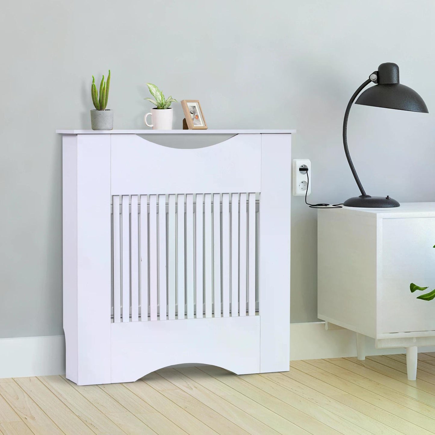 HOMCOM Radiator Cover W/E1 Class 12mm MDF Engineered Wood, 78W x 19D x 80.5Hcm-White