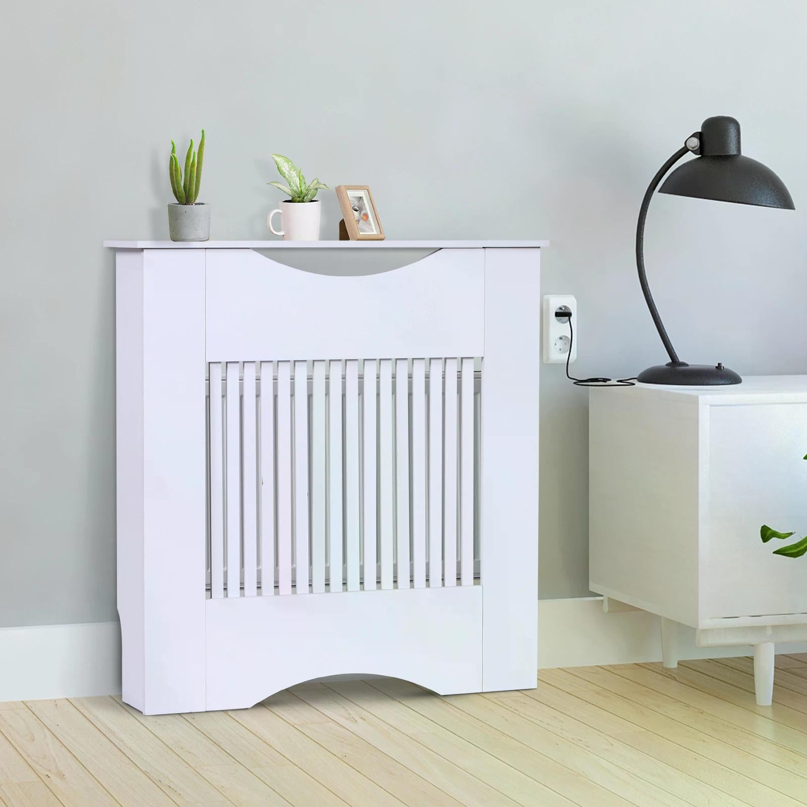 HOMCOM Radiator Cover W/E1 Class 12mm MDF Engineered Wood, 78W x 19D x 80.5Hcm-White