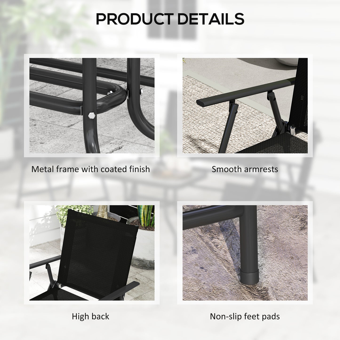 Outsunny Four-Piece Metal Garden Sofa Set - Black