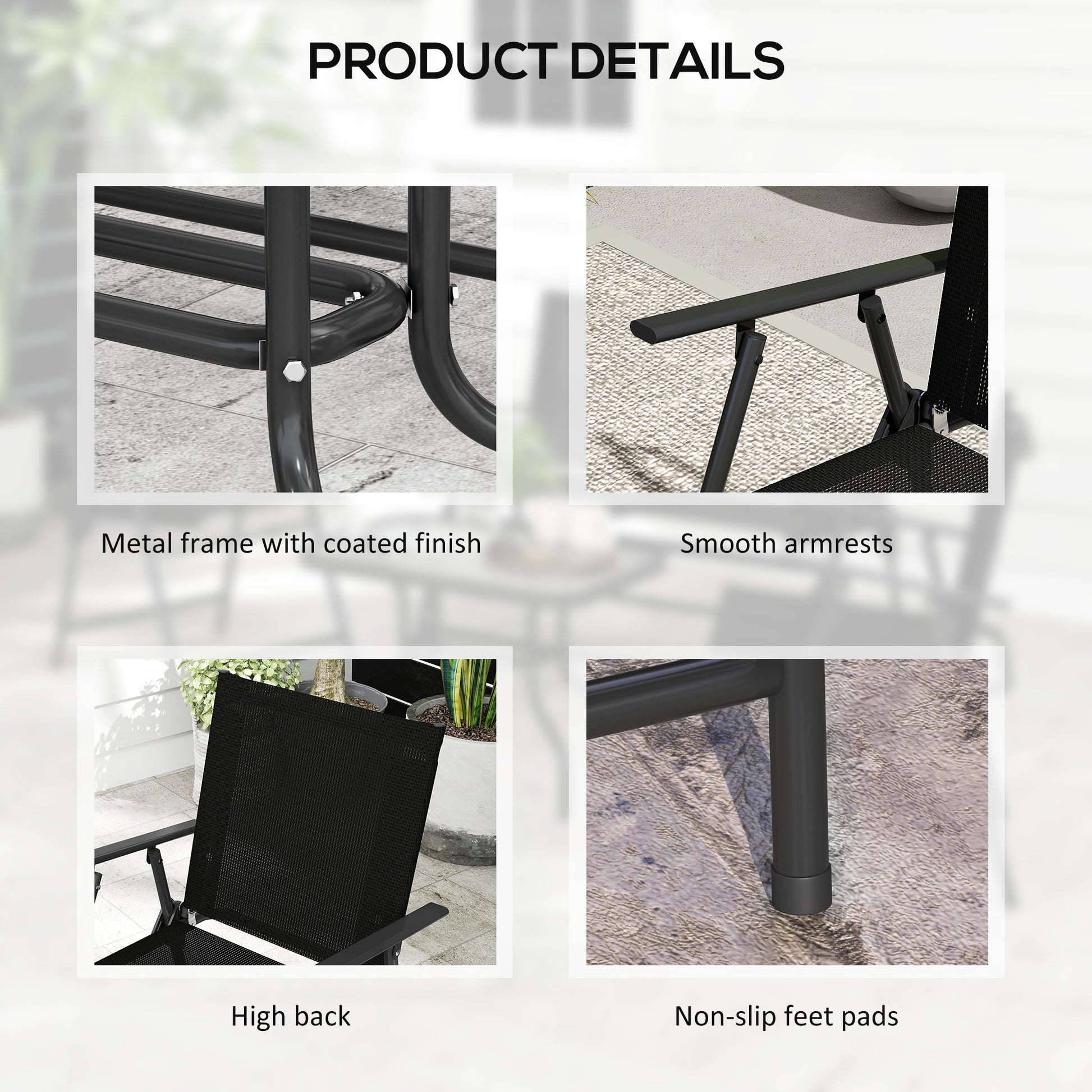 Outsunny Four-Piece Metal Garden Sofa Set - Black