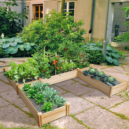 Wooden U-Shaped Raised Garden Bed for Backyard Patio Balcony