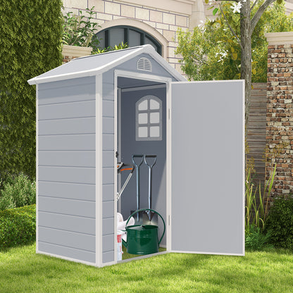 Outdoor Storage Shed with Lockable Door Window and Air Vents-Grey