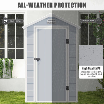 Outdoor Storage Shed with Lockable Door Window and Air Vents-Grey