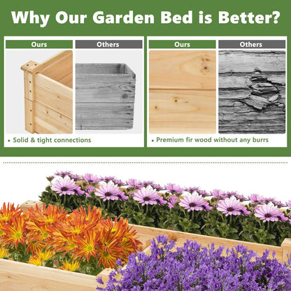 3-Tier Raised Garden Bed for Vegetable and Flower-Natural