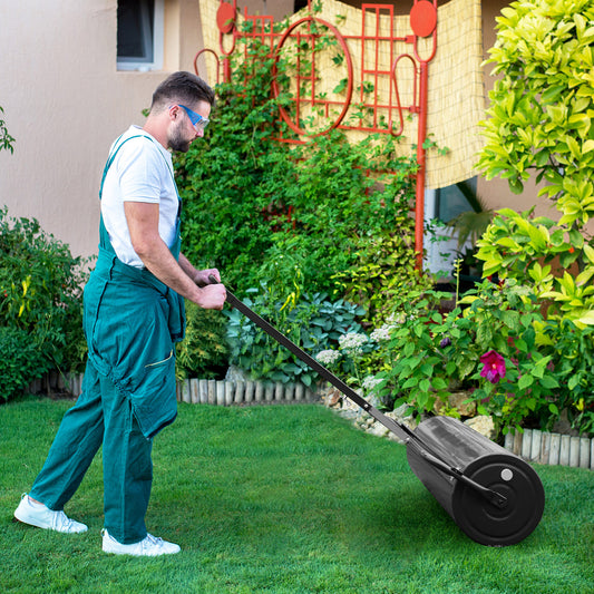 63L Garden Lawn Roller with Gripping Handle-Black