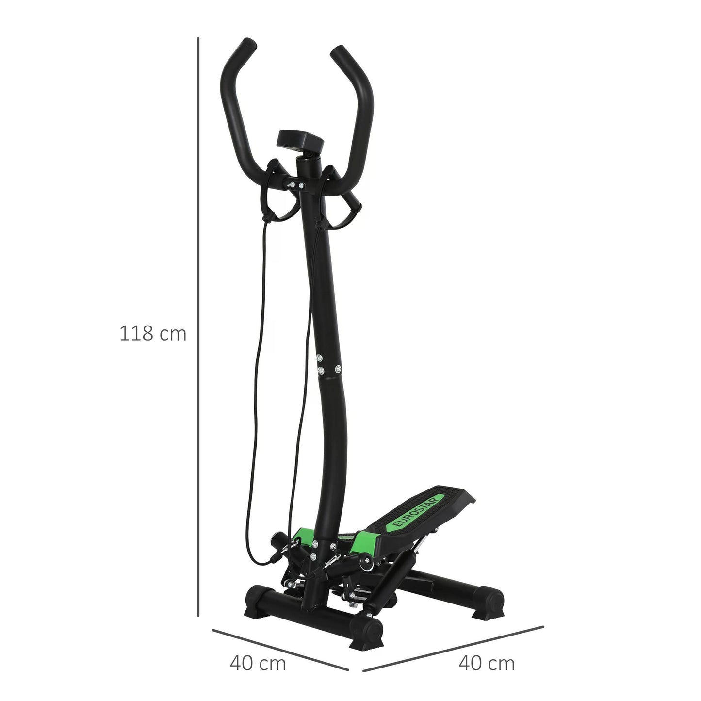 HOMCOM Free Stand Stepper, 40Lx48Wx118H cm-Black/Green