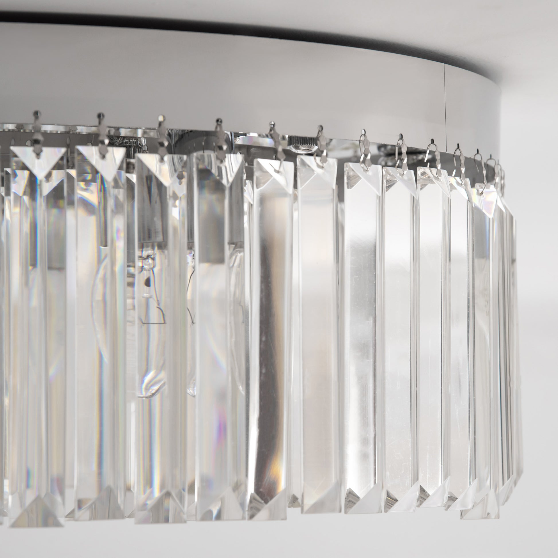 HOMCOM Crystal Ceiling Light Modern Chandeliers w/ Stainless Steel Base 10 Lights Elegant Flush Mount Ceiling Lighting for Living Room, Hallway, Bar