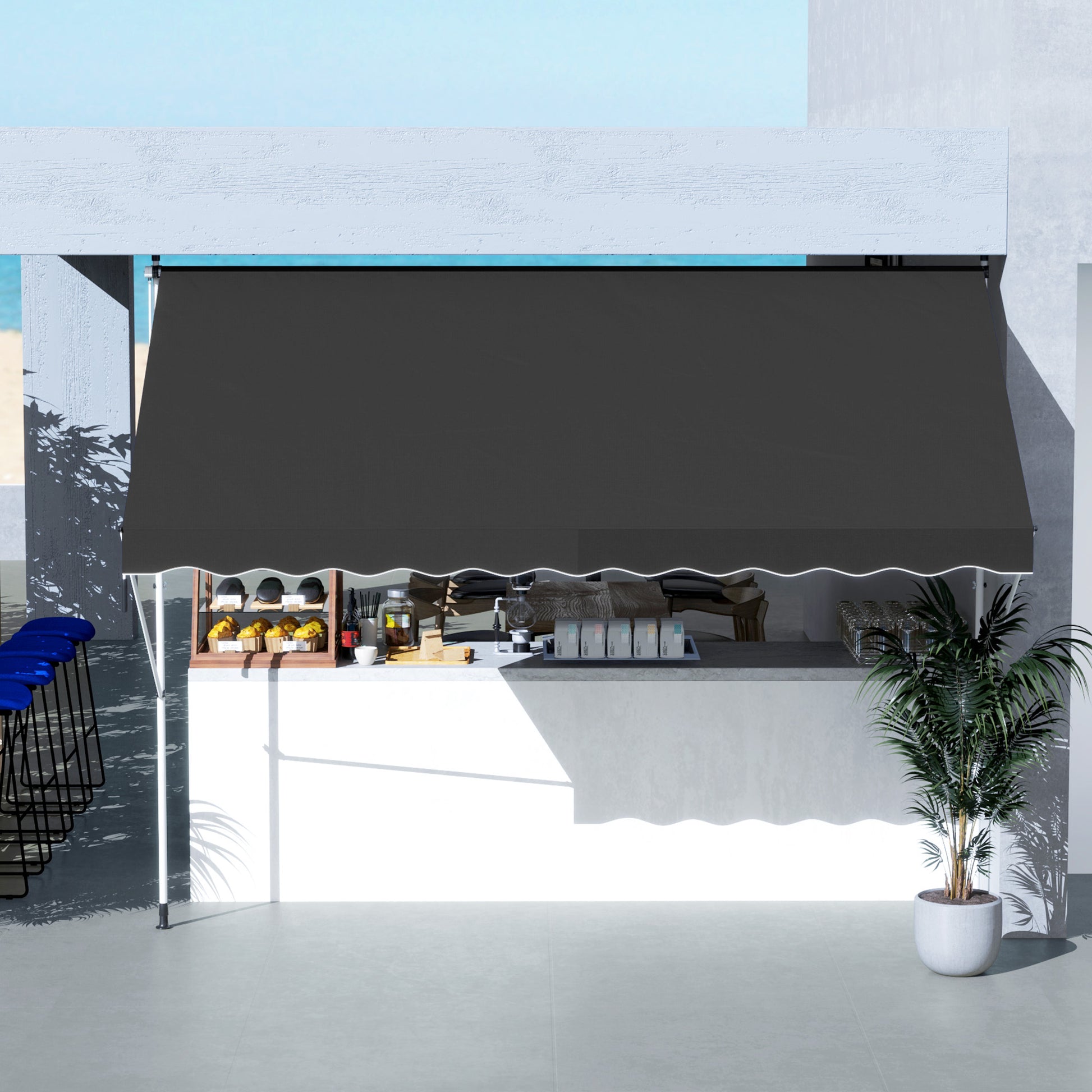 Outsunny 3x1.5m  Adjustable Outdoor Aluminium Frame Awning Black