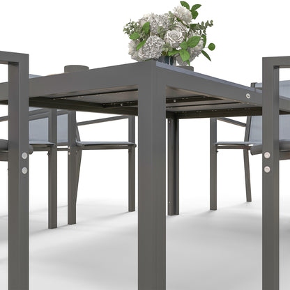 Outsunny Seven-Piece Garden Dining Set, with Plastic Wood-Top Table - Grey