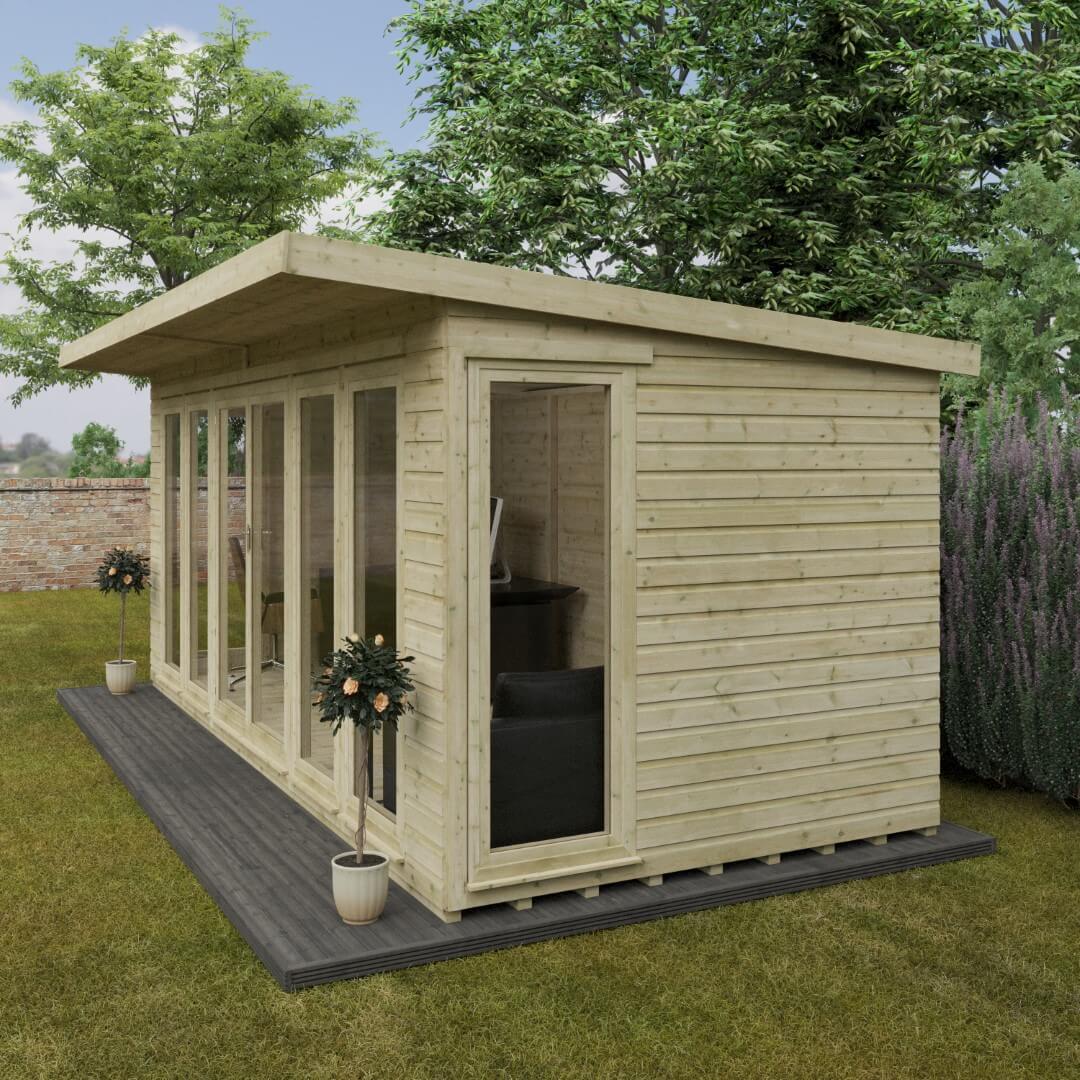 GardenArch 18x8 Tanalised Garden Studio Wooden Shed