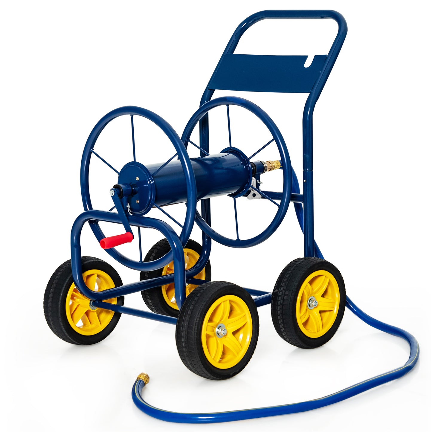Garden Hose Reel Cart with Wheels and Non-slip Grip-Blue