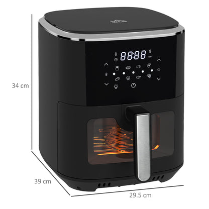 HOMCOM 6.7L 4 in 1 Air Fryer, Bake, Roast and Dehydrator with Digital Display, Rapid Air Circulation, Adjustable Temperature, Timer