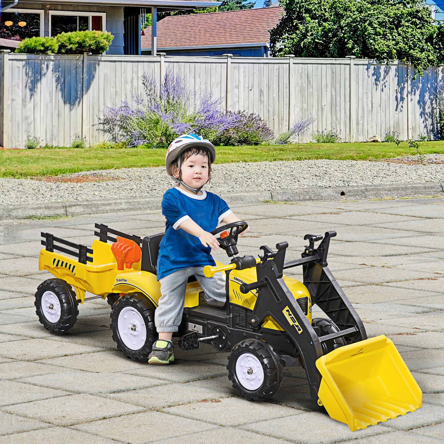 HOMCOM Kids Pedal Go Kart Excavator-Yellow 