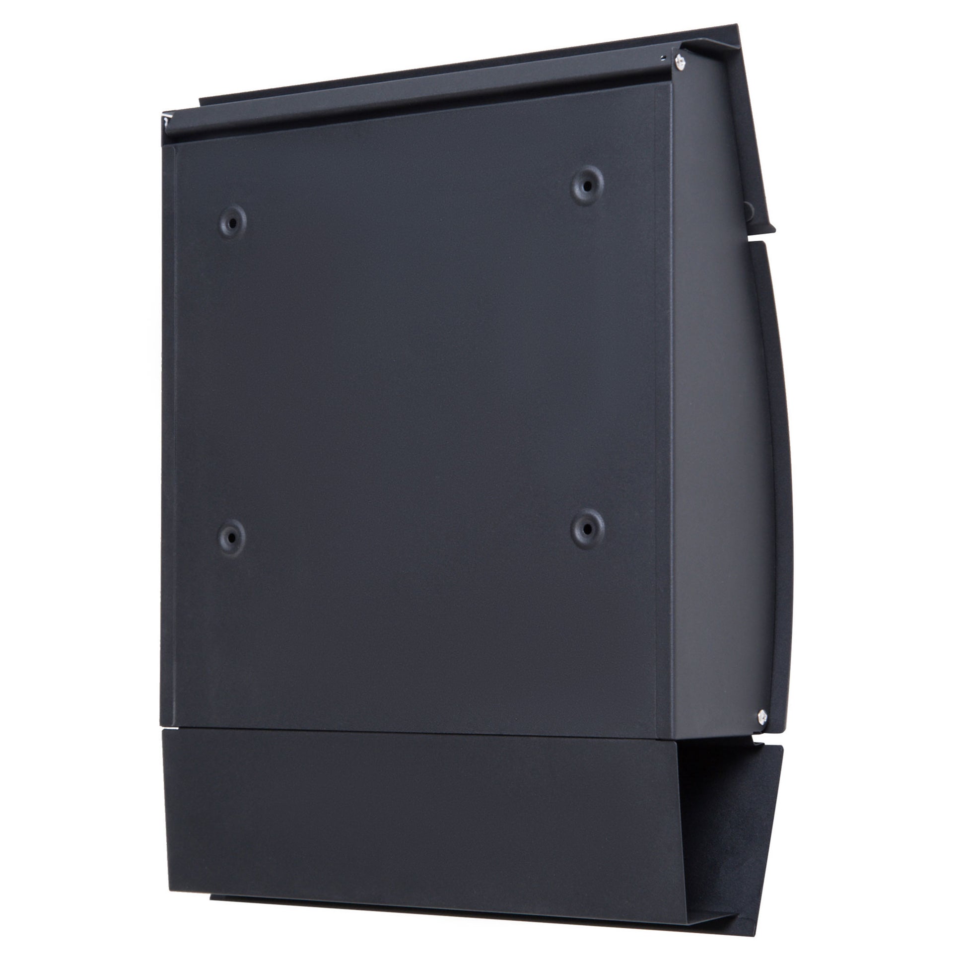 HOMCOM Steel Wall Mounted Mail Box Post Letter Newspaper Holder Outdoor Lockable with Waterproof  Lid -  Black